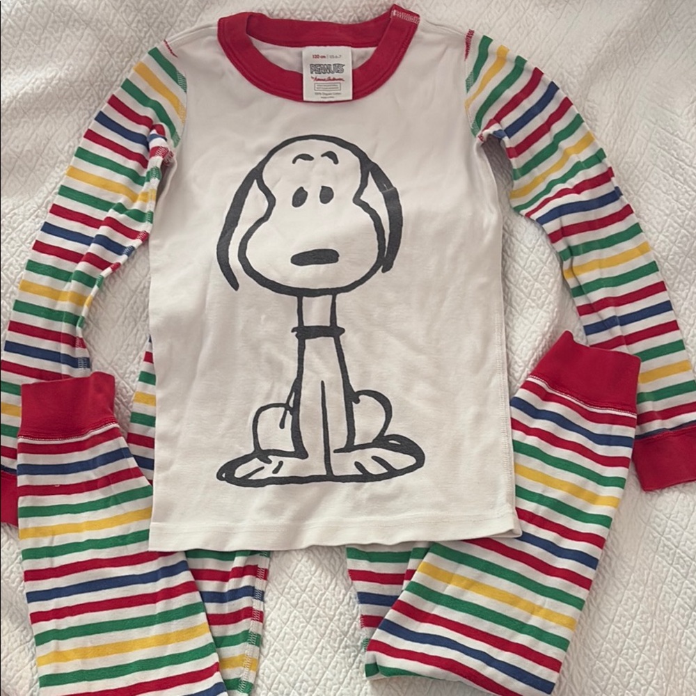 Hanna Andersson Colorful Striped Snoopy Pajama Set